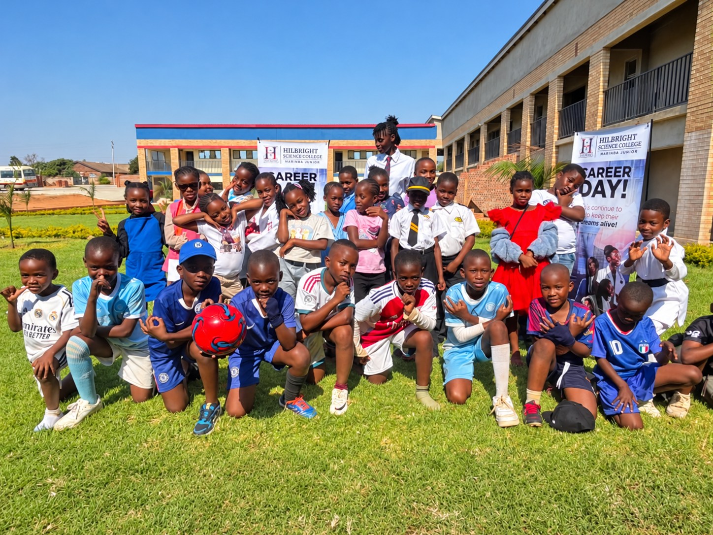 New Marimba learners gathered outdoors for Career Day.